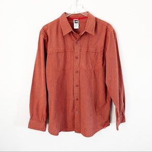 The North Face | Men’s Long Sleeve Orange Plaid Button Down Shirt